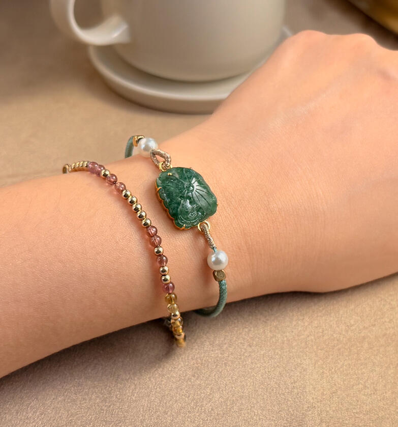 Coming Soon! Garden Series: 18k Lotus framed rope bracelet